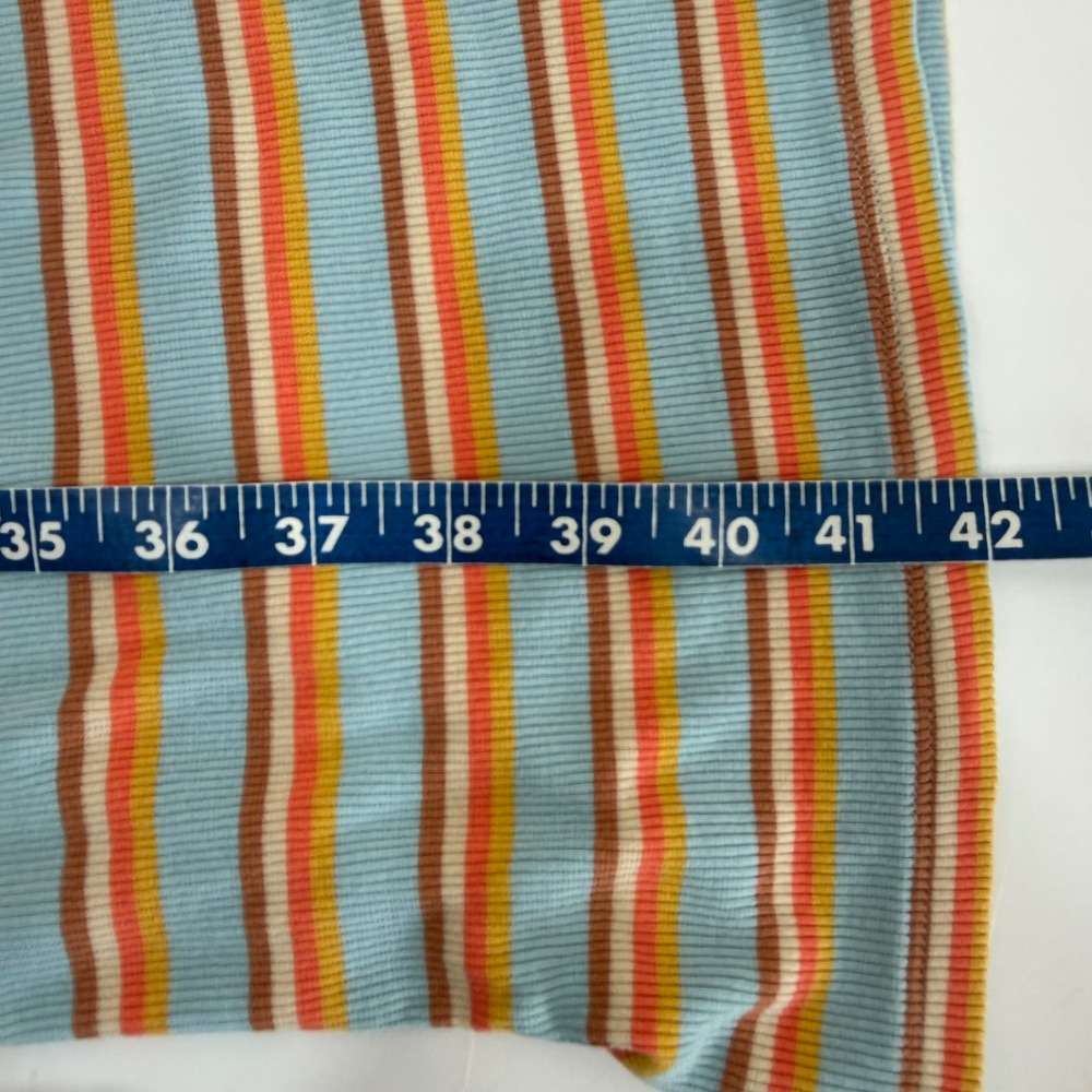 Roxy Ribbed Midi Dress M Blue Orange Striped Lettuce Edge‎ Retro Coastal Preppy - Picture 14 of 14